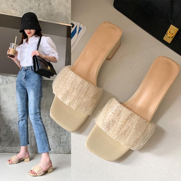 

slippers women's outerwear party collocation 2021 casual fashion fairy, Black
