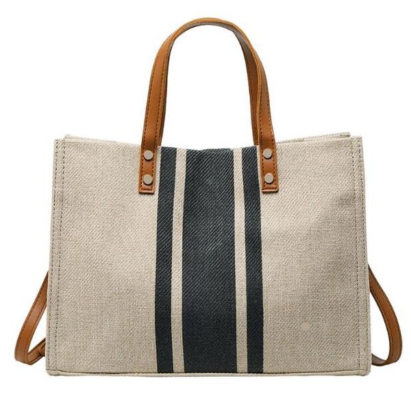 

hbp korean fashion lady's hand-held briefcase professional commuting stripe simple one shoulder large bag large capacity canvas bag
