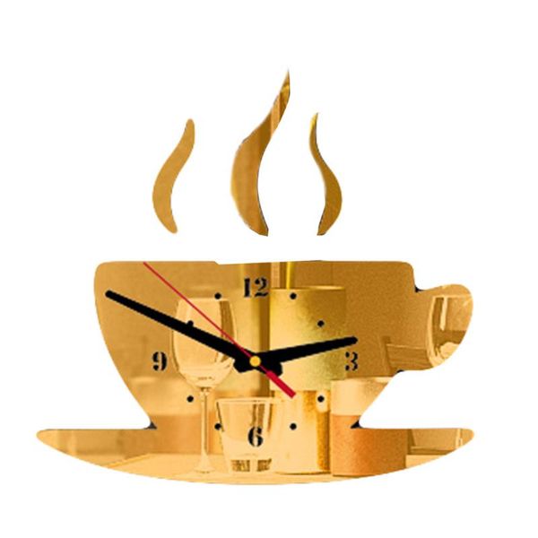 

wall clocks creative 3d clock acrylic coffee cup decorative kitchen living room dining home decor horloge murale