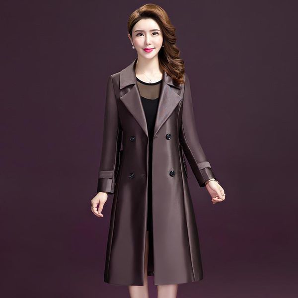 

women's trench coats 2021 autumn women coat casual long sleeve elegant windbreaker female loose double-breasted outwear large size l-5x, Tan;black