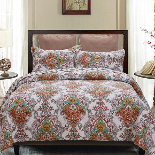 

comforters & sets chausub quilt set 3pcs paisley print washed cotton quilts quilted bedspreads bed cover pillowcase king queen size coverlet