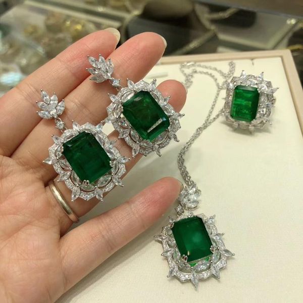 

dangle & chandelier high-end s925 sterling silver emerald earrings valentine's day gift wedding engagement retro beautiful royal jewelr