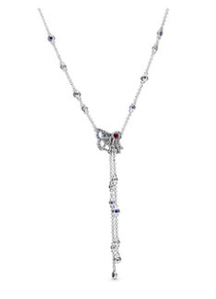 

new 2021 100% 925 sterling necklace silver china exclusive blue & pink fan fit diy original fshion jewelry gift 111