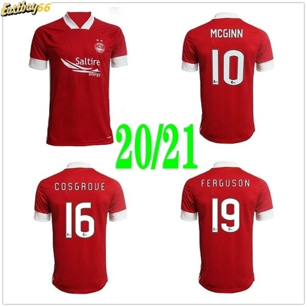 

2020 new aberdeen fc soccer jerseys 10 mcginn 16 cosgroue 19 ferguson considine custom 20 21 home red football shirt uniform, Black;yellow