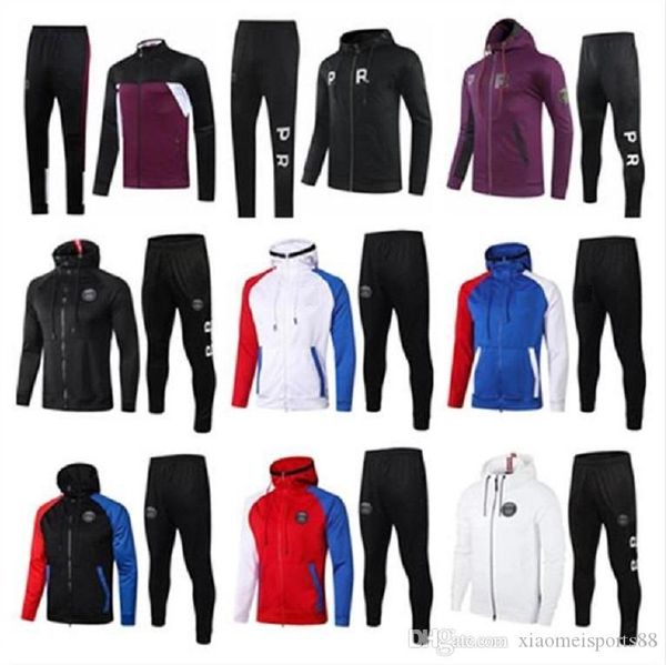 

20 21 paris soccer hoodie tracksuit jacket survetement 2020 2021 mbappe icardi football jackets set air jordam soccer hooded training suit, Black