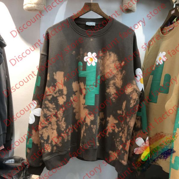 

tie dye foaming printing sweatshirts men women old wash hoodies british culture crewneck, Black