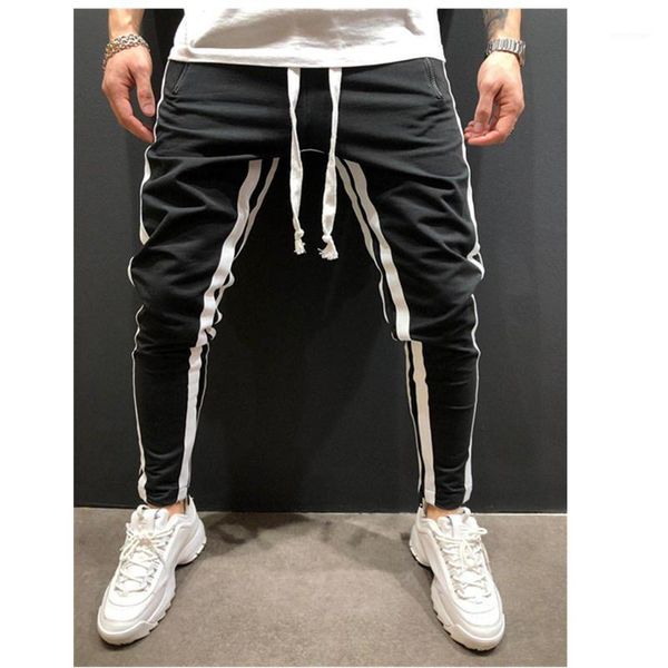 

men's pants men joggers brand male trousers casual sweatpants jogger grey elastic cotton gyms fitness logo, Black