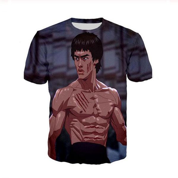 

new fashion women men bruce lee funny 3d printing t-shirts casual t shirt hip hop summer xb0107, White;black