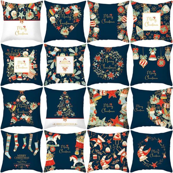 

pillow case blue christmas pillowcase peach print colorful home sofa decor throw pillowcases xmas navidad products