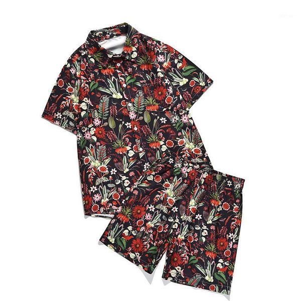 

summer 3d digital print plant flower shirt shorts casual style suit for men men's, White;black