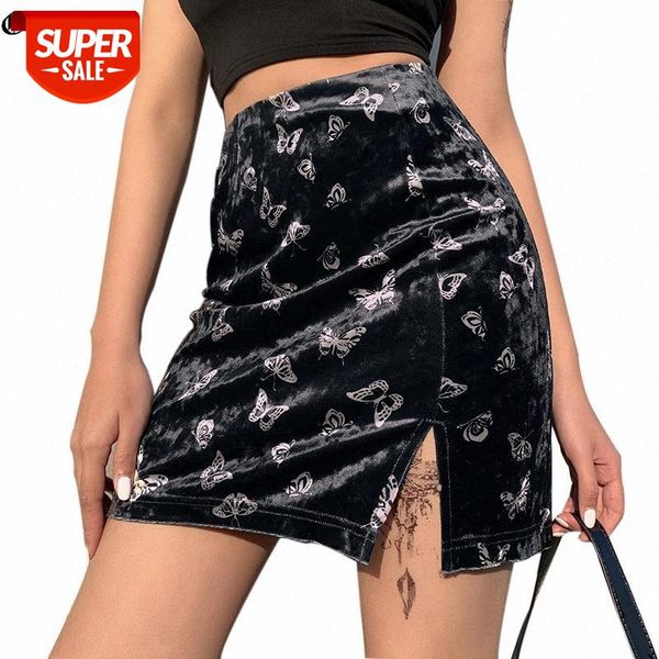 

goth dark vintage butterful print gothic skirts harajuku splice grunge punk autumn winter 2019 female skirts aesthetic chic #bj8b, Black