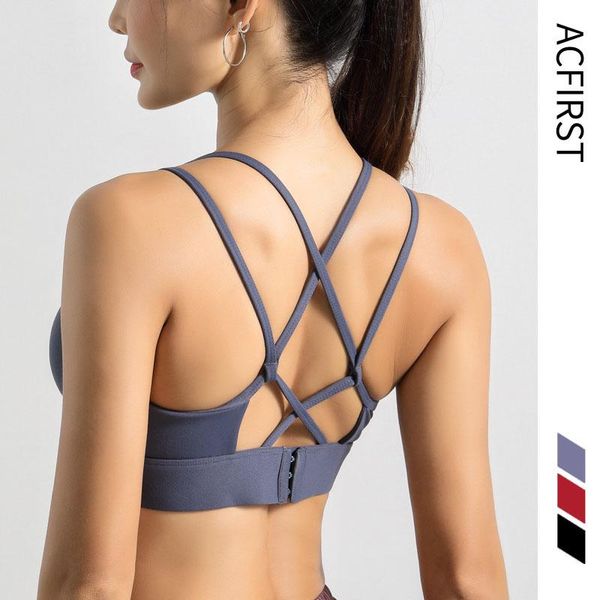 

yoga outfit acfirst women bras breathable back cross padded sports athletic gym running fitness workout sport sportswear