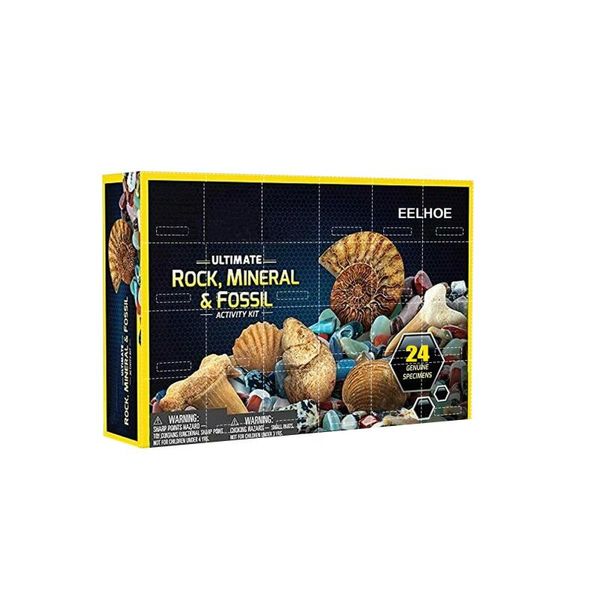 

gift wrap standalone stone rocks fossil box mineral crystal fluorite 24pcs minerals mixed rock samples for home decoration xmas gifts