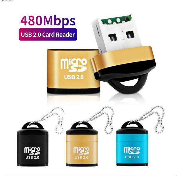 Mini lettore di schede USB 2.0 ad alta velocità Adattatore per scheda di memoria Micro SD TF per computer desktop Notebook Cartuccia USB con portachiavi