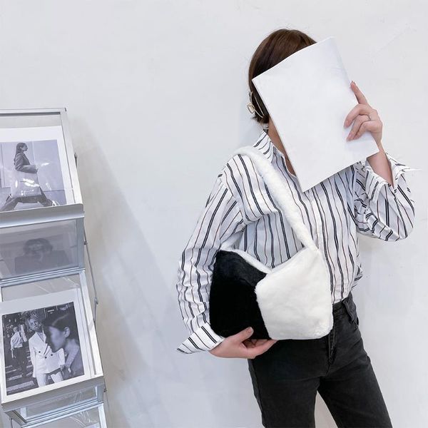 

plush soft crossbody bags small underarm shoulder fluffy lady shoulder handbags female simple totes for women 2021 trend
