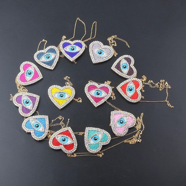 

pendant necklaces fashion personality heart-shaped eye rhinestone necklace ladies street shooting gift girl heart 936, Silver