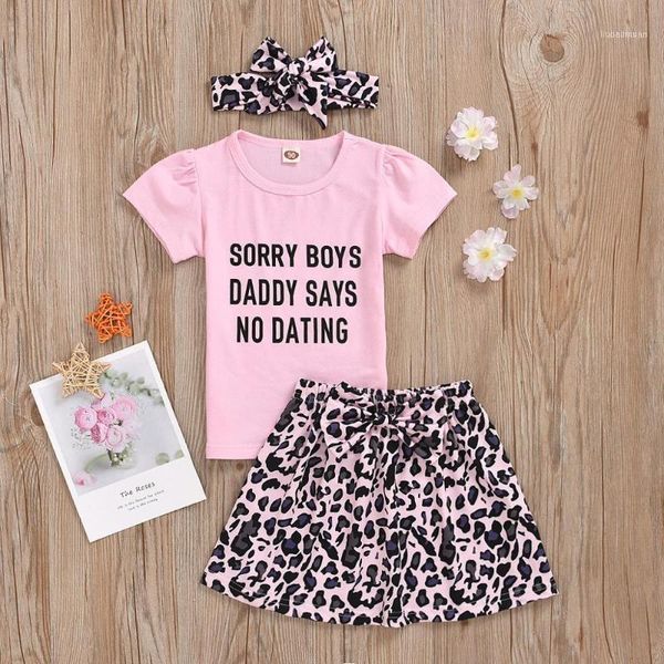 

outfits clothes skirt headband t shirt born kids baby girls sleeveless t-shirt leopard print outfits1, White