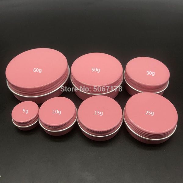 

5g 10g 15g 25g 30g 50g 60g pink aluminum jars empty cosmetic makeup cream lip gloss metal aluminum tin containers 50pcs