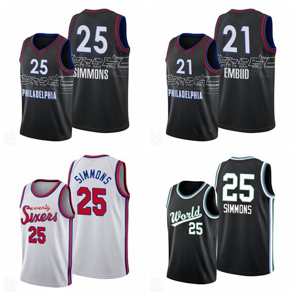 

2021 philadelphia's men 76ers's basketball ben black joel 2021 jersey, Black;red
