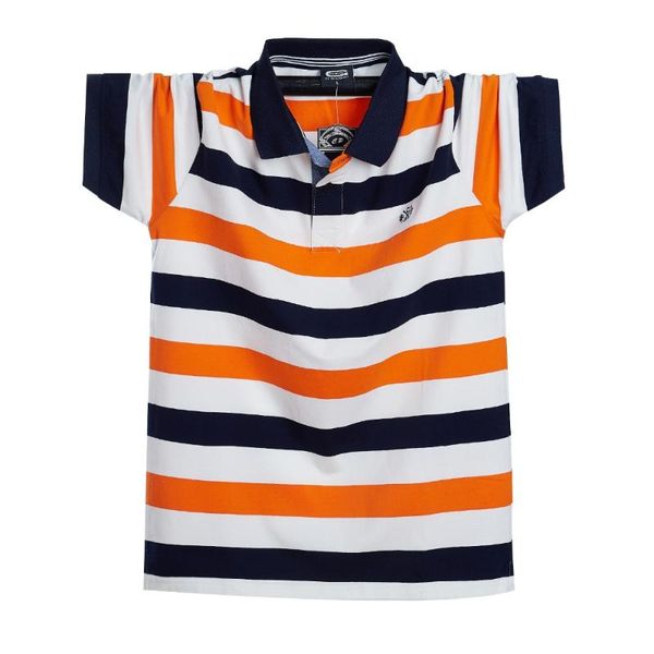 

pure cotton men tees summer tshirt plus size m- 5xl turn-down collar fashion striped color streetwear t shirts man, White;black