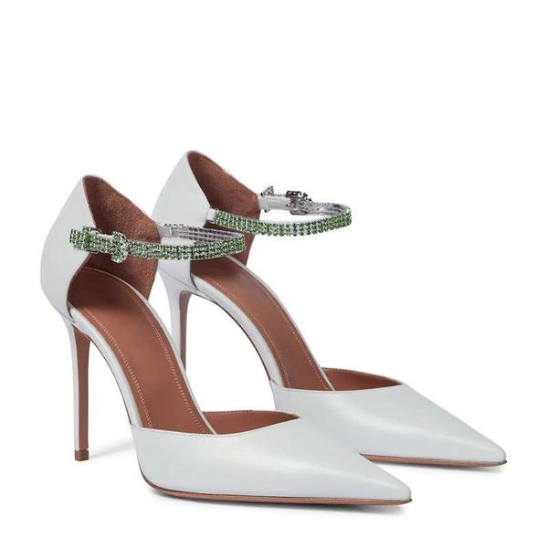 

sandals silk metal chain crystal lace-up women's pumps 2021 summer elegant shallow thin heels pointed toe wedding shoes, Black