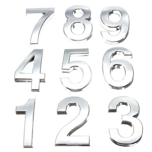 

novelty items 3d 5cm digits 0-9 number sticker plate sign el silvery door plaque modern plated house home decor