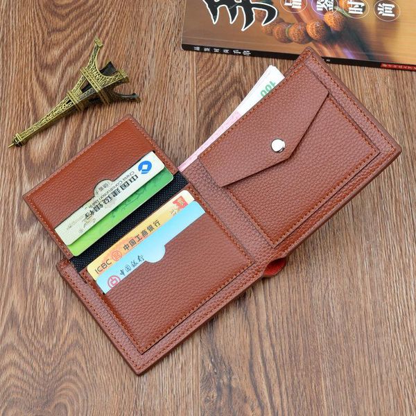 

wallets men's short thin wallet business multi-card coin purse bifold lichee pattern retro casual card package pu, Red;black