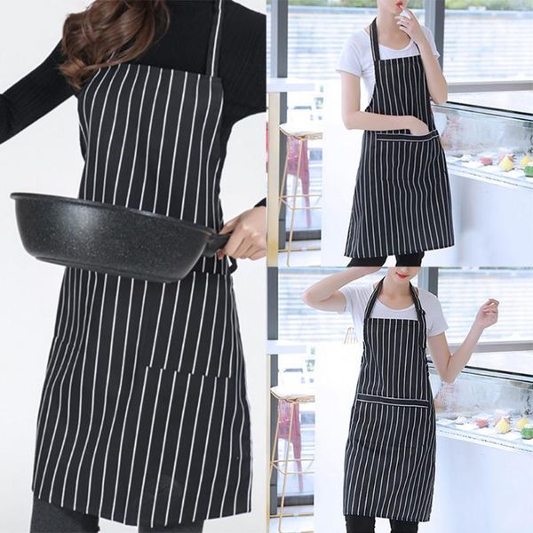 

aprons trendy striped apron men and women's with pocket for kitchen chef bar counter