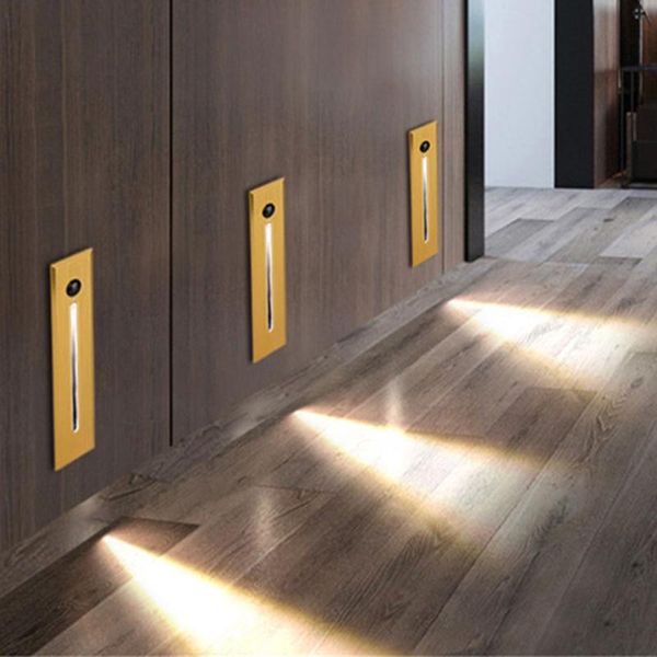 

thrisdar wall lamp 3w pir human sensor led stair step light recessed wall corner light hallway corridor l night