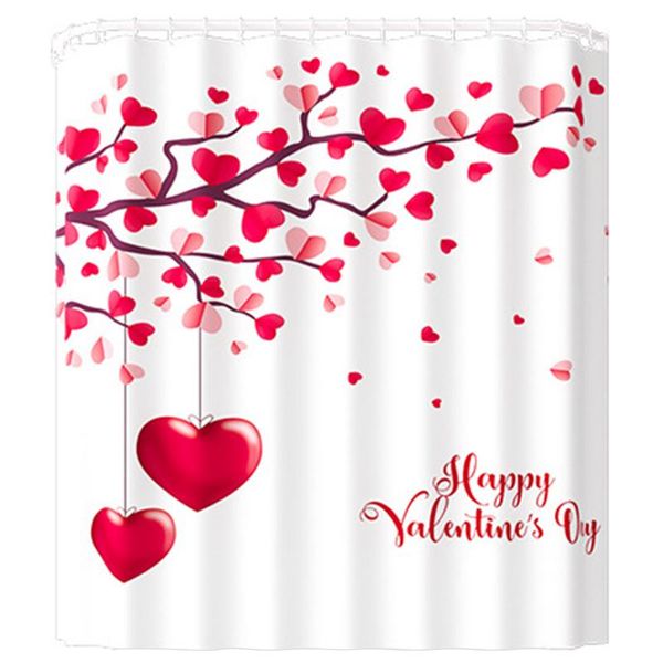 

12 hook 71 x 71 "red heart shaped waterproof polyester shower curtain bathroom accessories romantic valentine's day