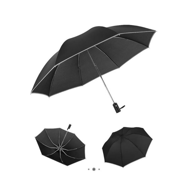 

umbrellas windproof reverse automatic umbrella rain women men car large business 3folding 8 ribs reflective stripe gift parasol