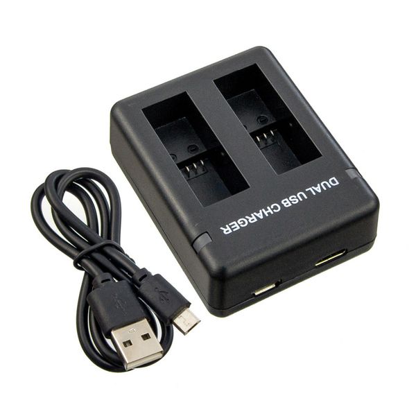 

double dual port slot battery charger black sport camera with usb cable travel battery charger for gopro hero 8 9 accessories