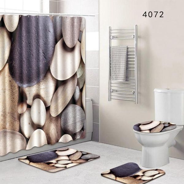 

bath mats bathroom accesories shower curtain floor mat toilet seat four-piece set non-slip pedestal 7 patterns