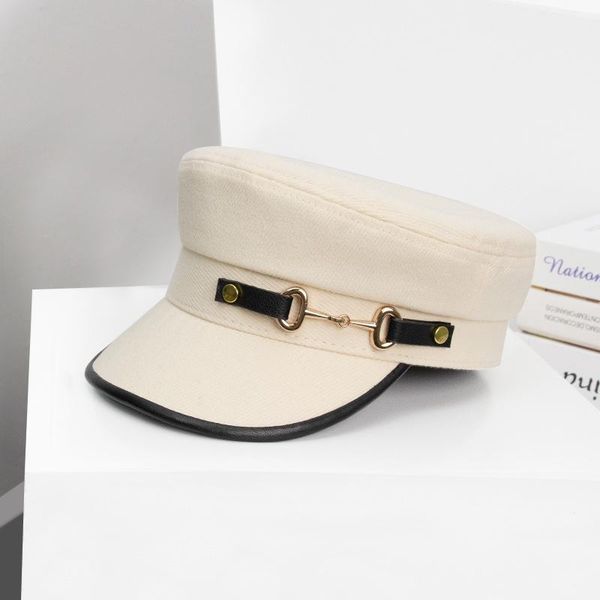 

stingy brim hats fashion small iron buckle women octagonal cap beret retro french artist hat painter black brown casual caps, Blue;gray