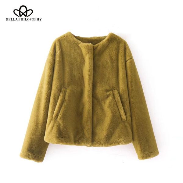 

women's jackets luck a 2021 autumn faux fur coat women casual white warm pockets jacket female loose short ladies outwears, Black;brown