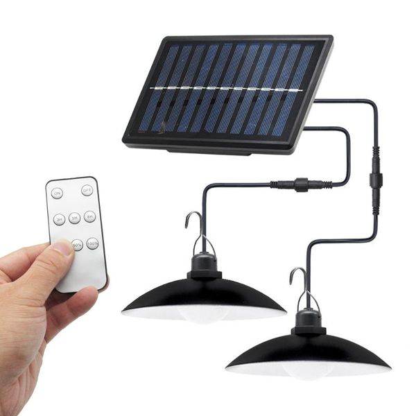 

solar lamps pendant lamp outdoor indoor led lighting bulbs for home garden yard double head chandelier with remote