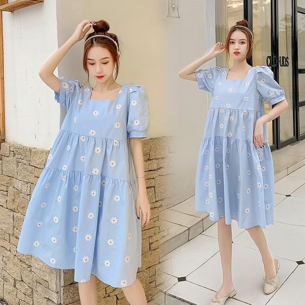

maternity dresses 2021 arrive summer dress woman cute floral print large size pregnant clothing md-02830, White