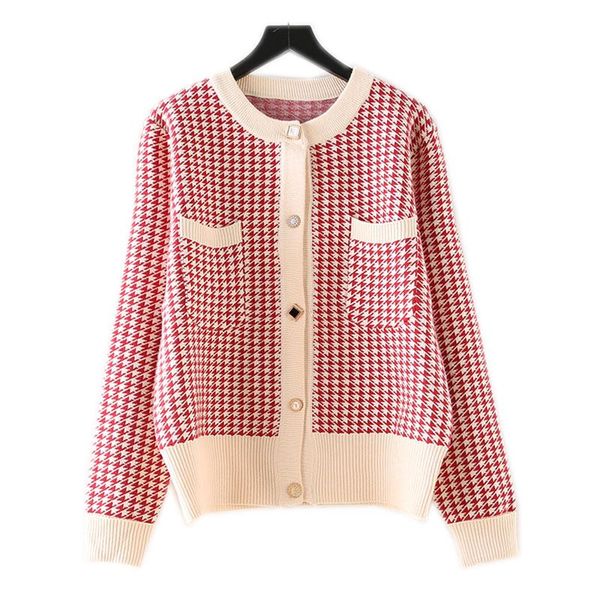 

women's knits & tees women knit jacket outwear female sweater cardigan plaids o neck retro vintage loose for autumn b01311323, White