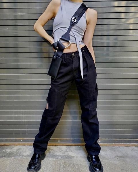

women's jeans luxury 2021fw autumn women black hole denim cowboy trouse pants ladies chic ddxgz2 7.14, Blue