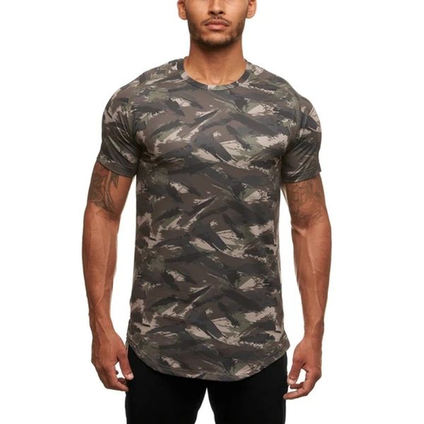 

camouflage short sleeve men gym fitness sports cotton t-shirt male bodybuilding skinny tee shirt summer clothes, White;black
