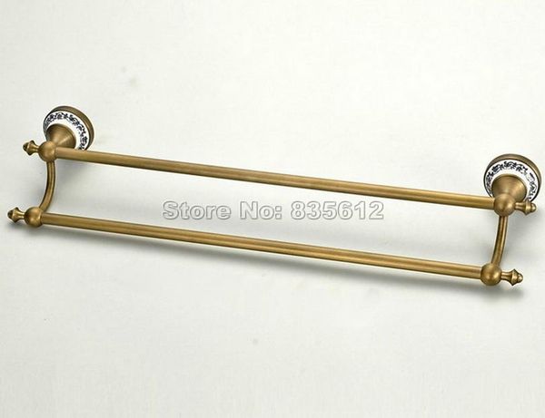 

towel racks antique brass wall mounted bathroom double bar rack rails wba407