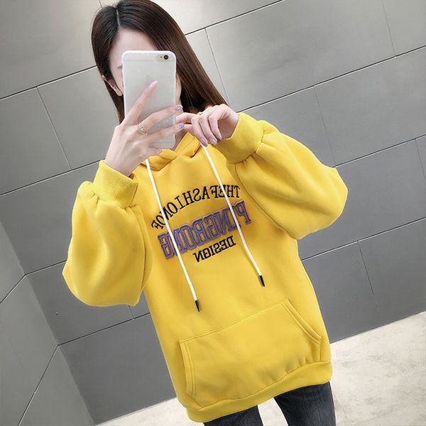 

qrwr 2021 autumn winter women sweatshirt fashion casual hoody embroidery hoodie loose long sleeve pullover sweatshirt women, Black;pink