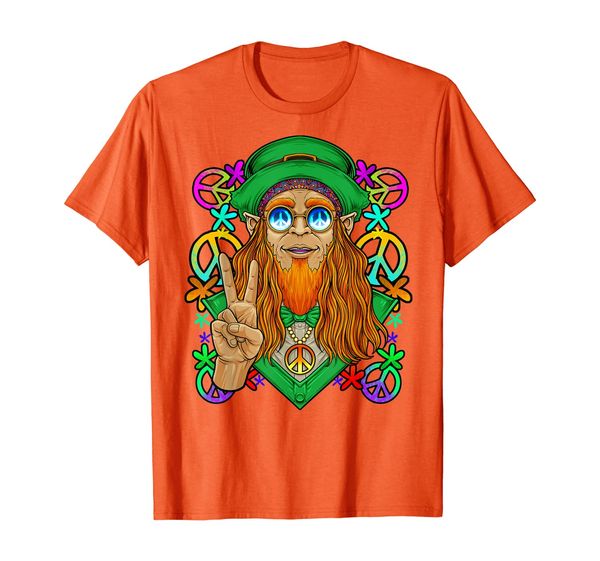 

st patricks day shirt men or women hippie leprechaun drawing, White;black