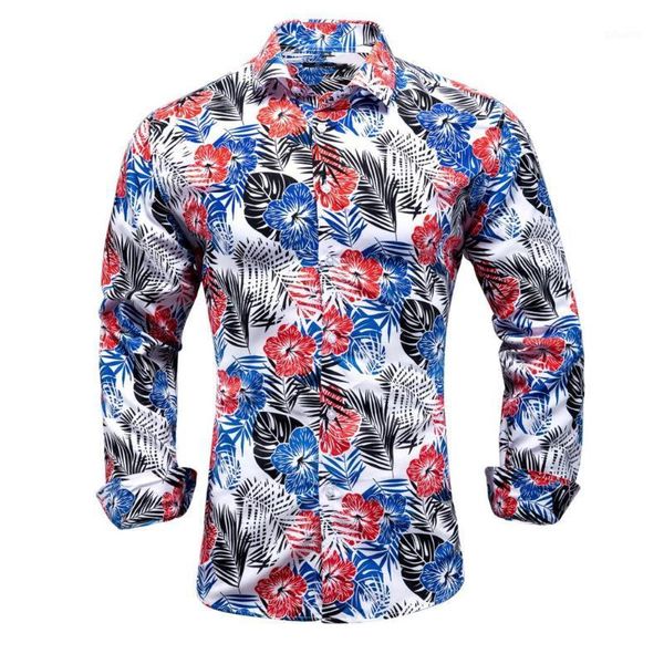 

men's casual shirts hi-tie jaquard woven mens beach shirt breathable long sleeve men male outwear slim summer spring leisure, White;black