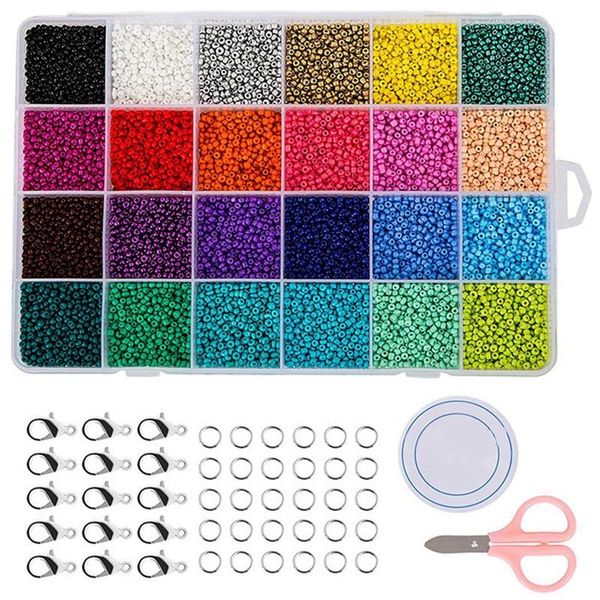 

24 grid glass beads 4mm loose beads paint colorful millet set accessories