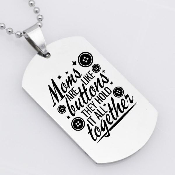 

earrings & necklace latest square stainless steel jewelry letter keychain moms are like buttons, they hold it all together yp6136, Silver