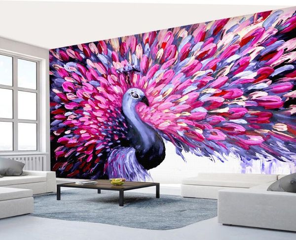 

wallpapers custom po wallpaper 3d oil pating peacock wall mural paintings for living room bedroom walls papel de parede