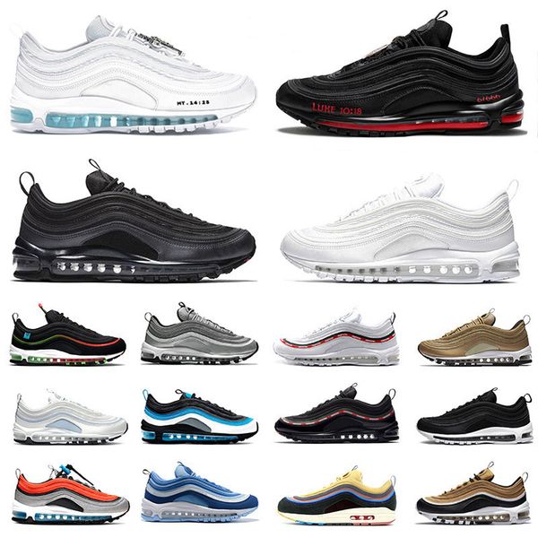 

2021 new 97 mens running shoes og x undefeated black summit triple white metalic gold 97s sliver bullet ghost usa jesus women sports sneaker
