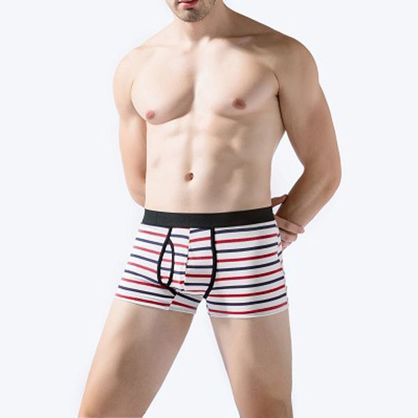

fashion en streep splicing soft under knickers shorts underwear comfortable breathing male boxer underneath, Black;white
