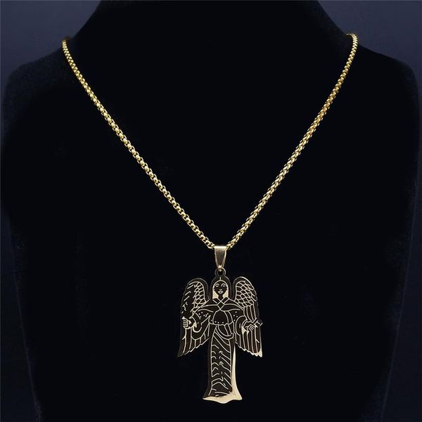

pendant necklaces angle stainless steel chain necklace gold color big long jewelry cadenas mujer n1239s05, Silver